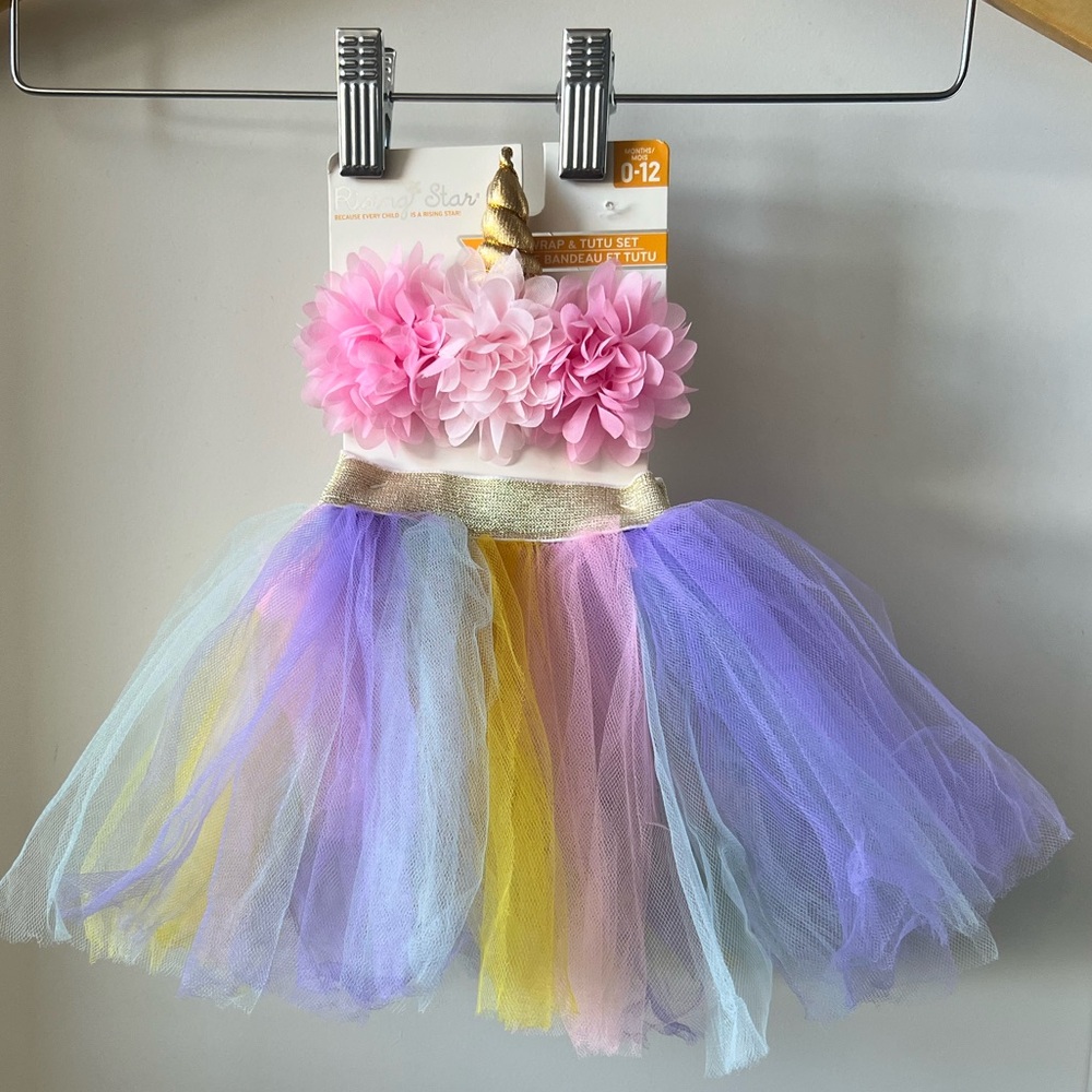 Rising Star Unicorn Baby Headwrap and Tutu Set